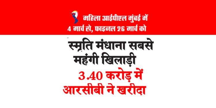 स्मृति मंधाना सबसे महंगी खिलाड़ी 3.40 करोड़ में आरसीबी ने खरीदा