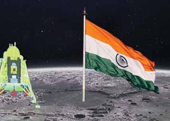 tricolor on the moon