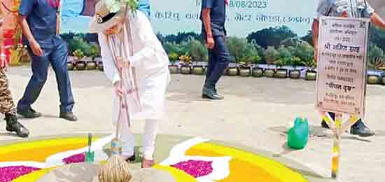 Home Minister Amit Shah planted the 40 millionth sapling in Greater Noida.