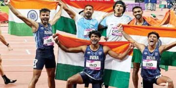 4×400 मीटर रिले में मोहम्मद अनस याहिया, अमोज जैकब, मोहम्मद अजमल वारियाथोड़ी और राजेश रमेश की चौकड़ी ने भारत को 61 साल बाद दिलाया सोना।