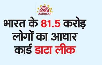 Aadhaar card data of 81.5 crore people of India leaked