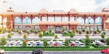 Now a grand glimpse of the famous fort of Agra will be visible at the airport
