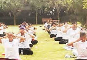 Pledge to make everyone disease free and stress free in yoga session