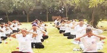 Pledge to make everyone disease free and stress free in yoga session