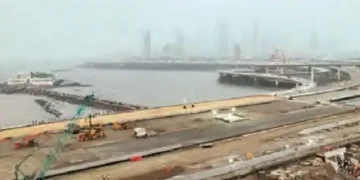 Coastal road work stopped due to rain