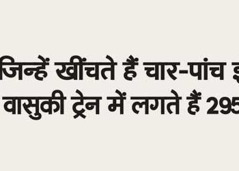 Trains are pulled by four-five engines. Super Vasuki train has 295 coaches.